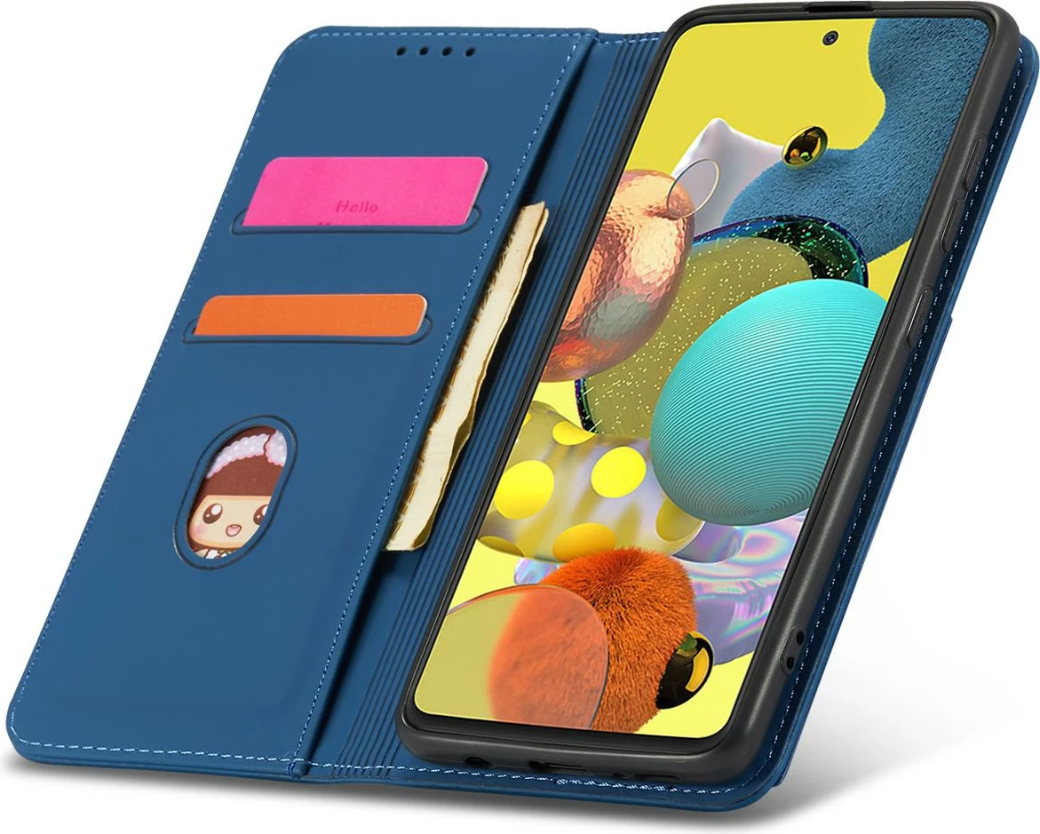 Mbështjellës Hurtel Magnet Card Case për Xiaomi Redmi Note 11 Pro, me xhepa kartelash, Kaltër