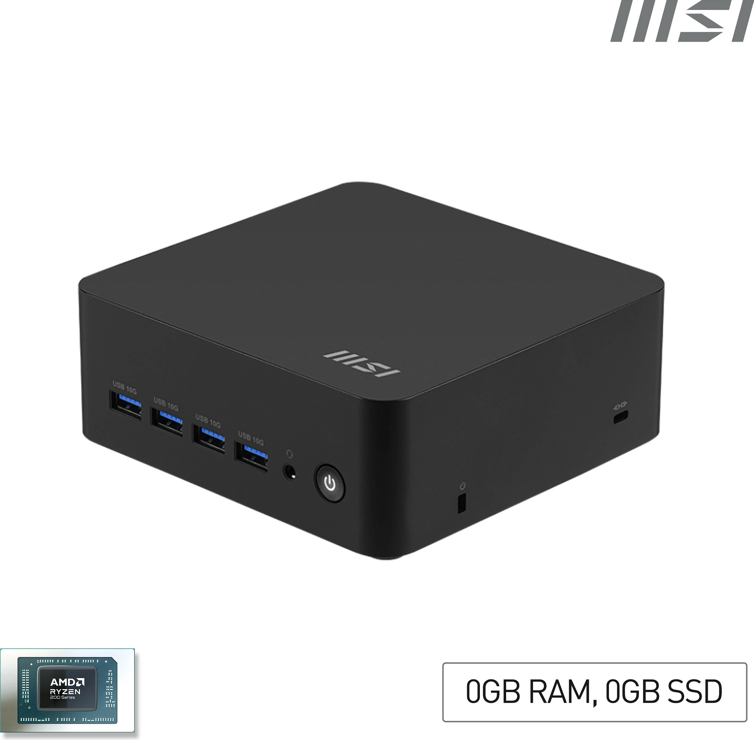 Mini PC barebone MSI Cubi Z AI 8M, Ryzen 9 8945HS, 0GB RAM/SSD, pa OS, i zi