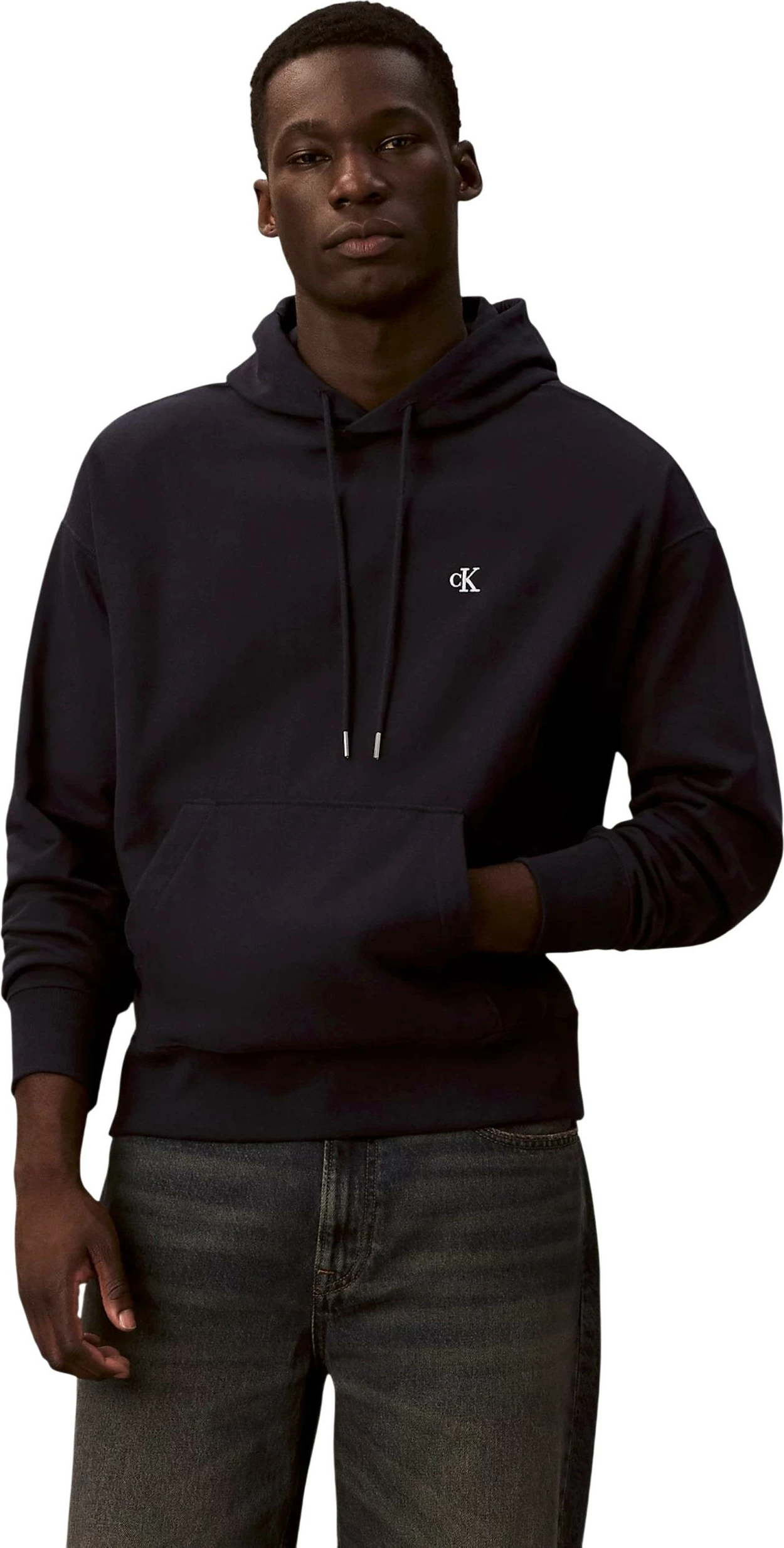 Duks me kapuç Calvin Klein Jeans PREMIUM TERRY MONOGR LV04RC278G për meshkuj, i zi