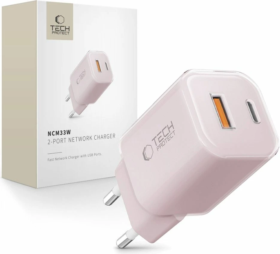 Karikues muri Tech-Protect NCM33W, 2 porta, 33W, Rozë