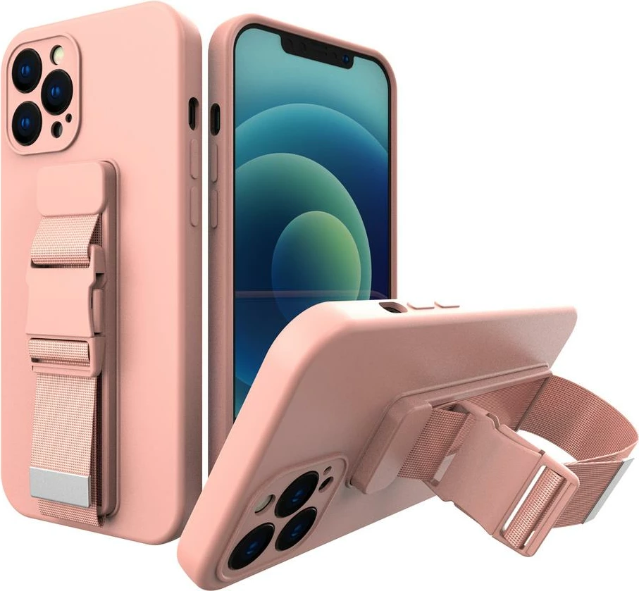 Mbështjellës Hurtel për Samsung Galaxy A12 me litar, Rozë