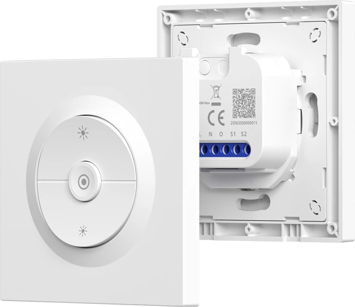 switch/dimer muri smart WiFi Sonoff MINI-DIM-E (Orb-DIM), Matter, 0-100% dimming, max 400W, 86x86mm, i bardhë, set