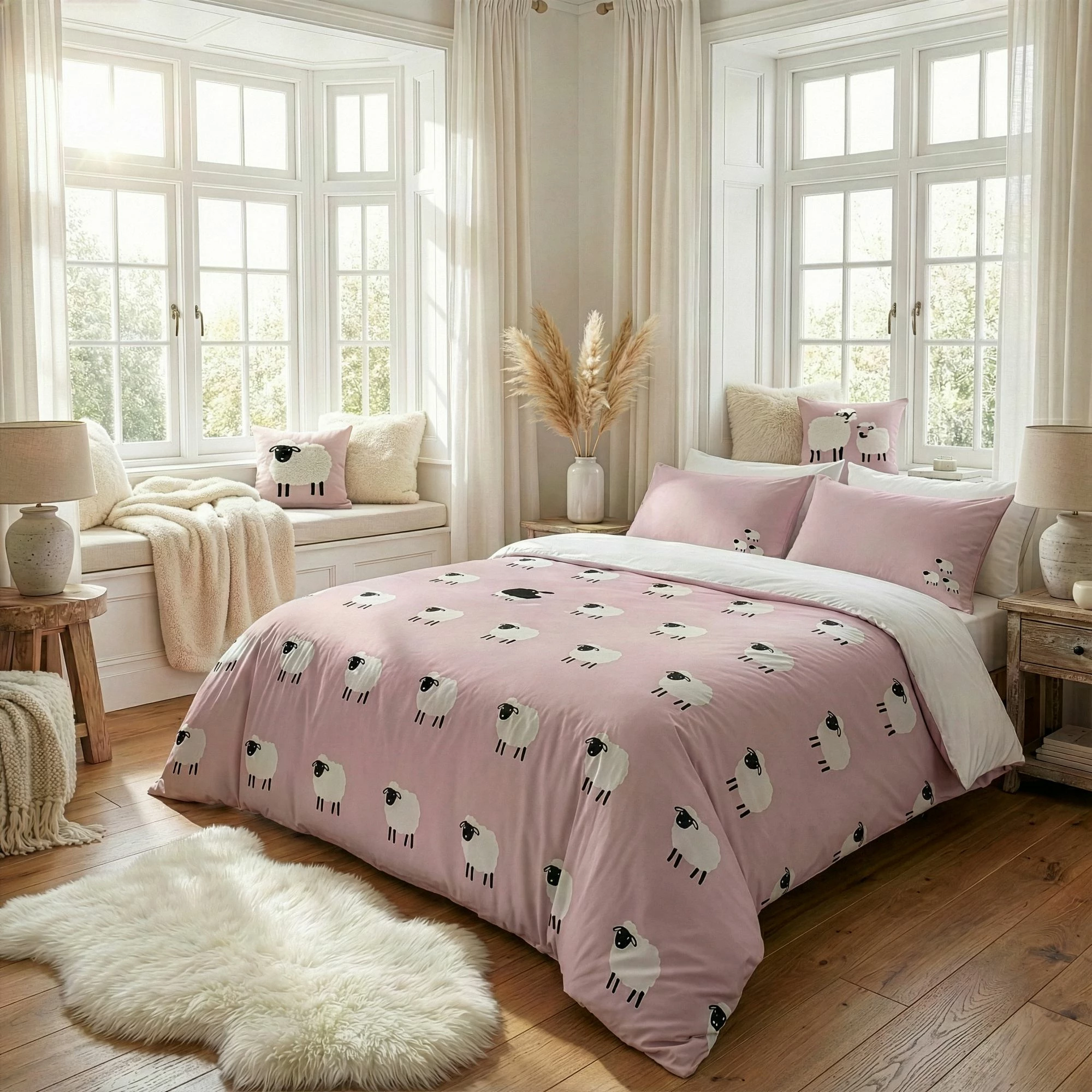 Set mbulesë për jorgan king size, ngjyrë rozë, me dele, L'Essentiel Linge de Maison