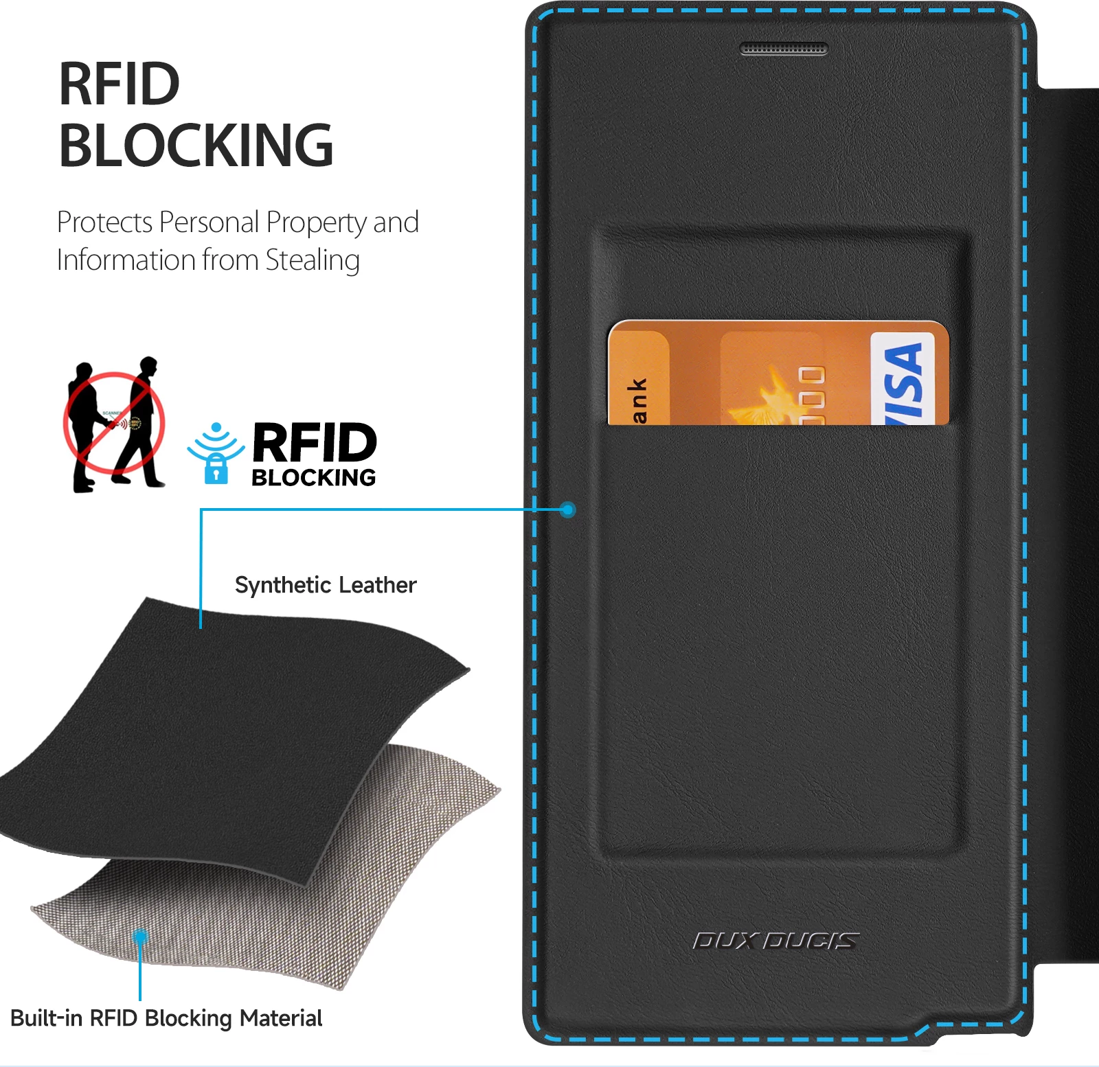 Mbështjellës Dux Ducis Skin X Pro me kapak dhe unazë magnetike për Samsung S24 Ultra, i zi