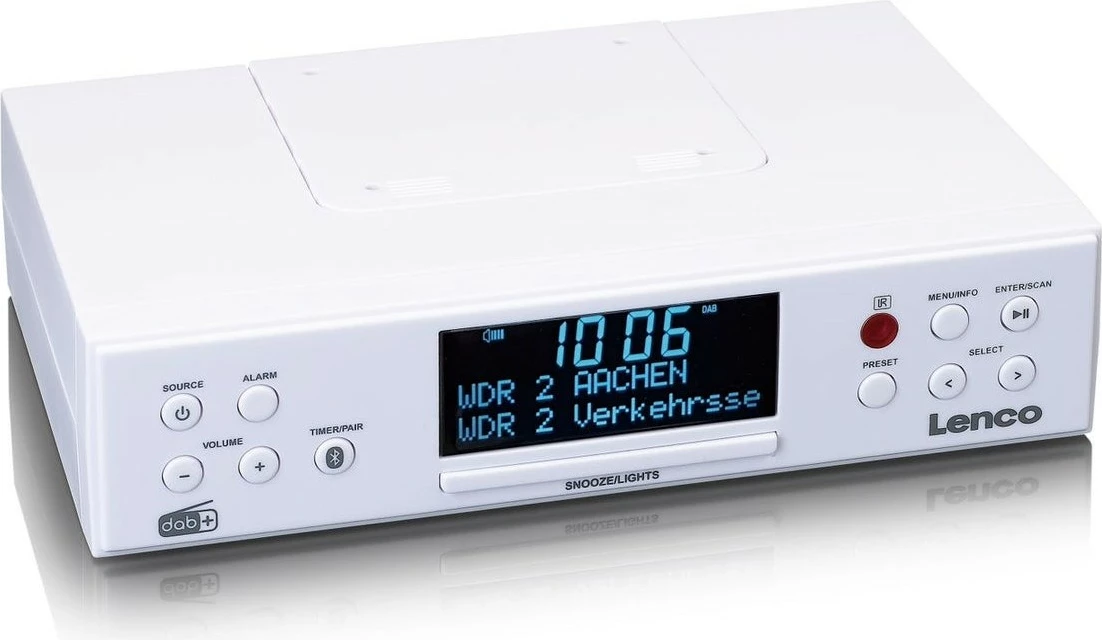 Radio Lenco KCR-190, Bluetooth, LCD ekran, 2 altoparlantë, e bardhë