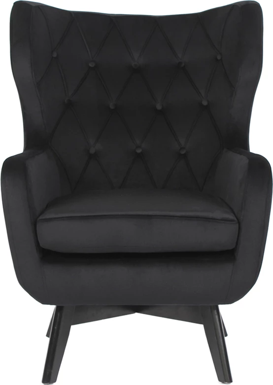 Fotel Salina, kadife e zezë, 75x83x103 cm