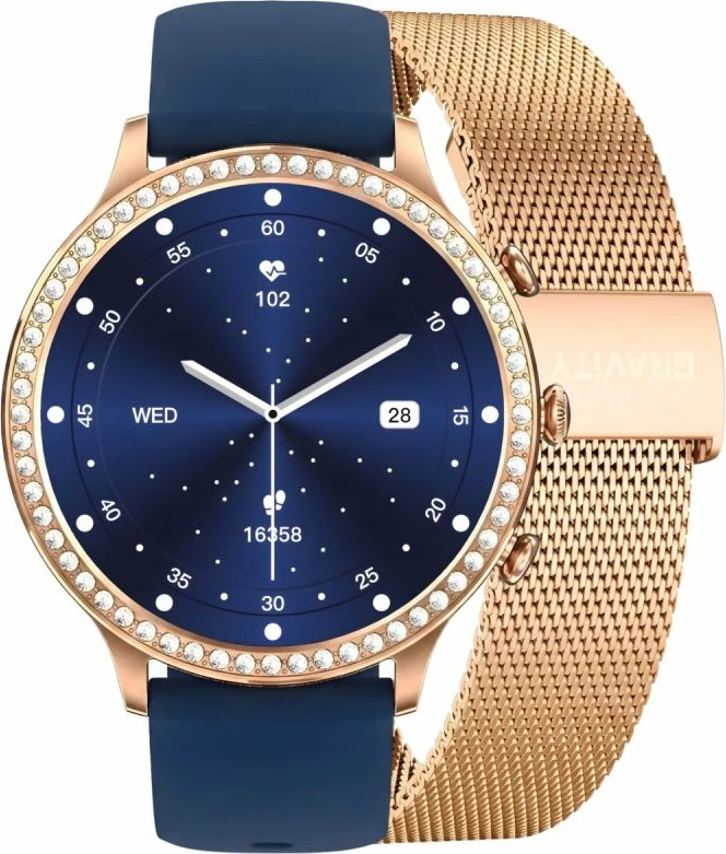 Smartwatch Gravity GT5-6 për femra, rrip dhe byzylyk rose gold