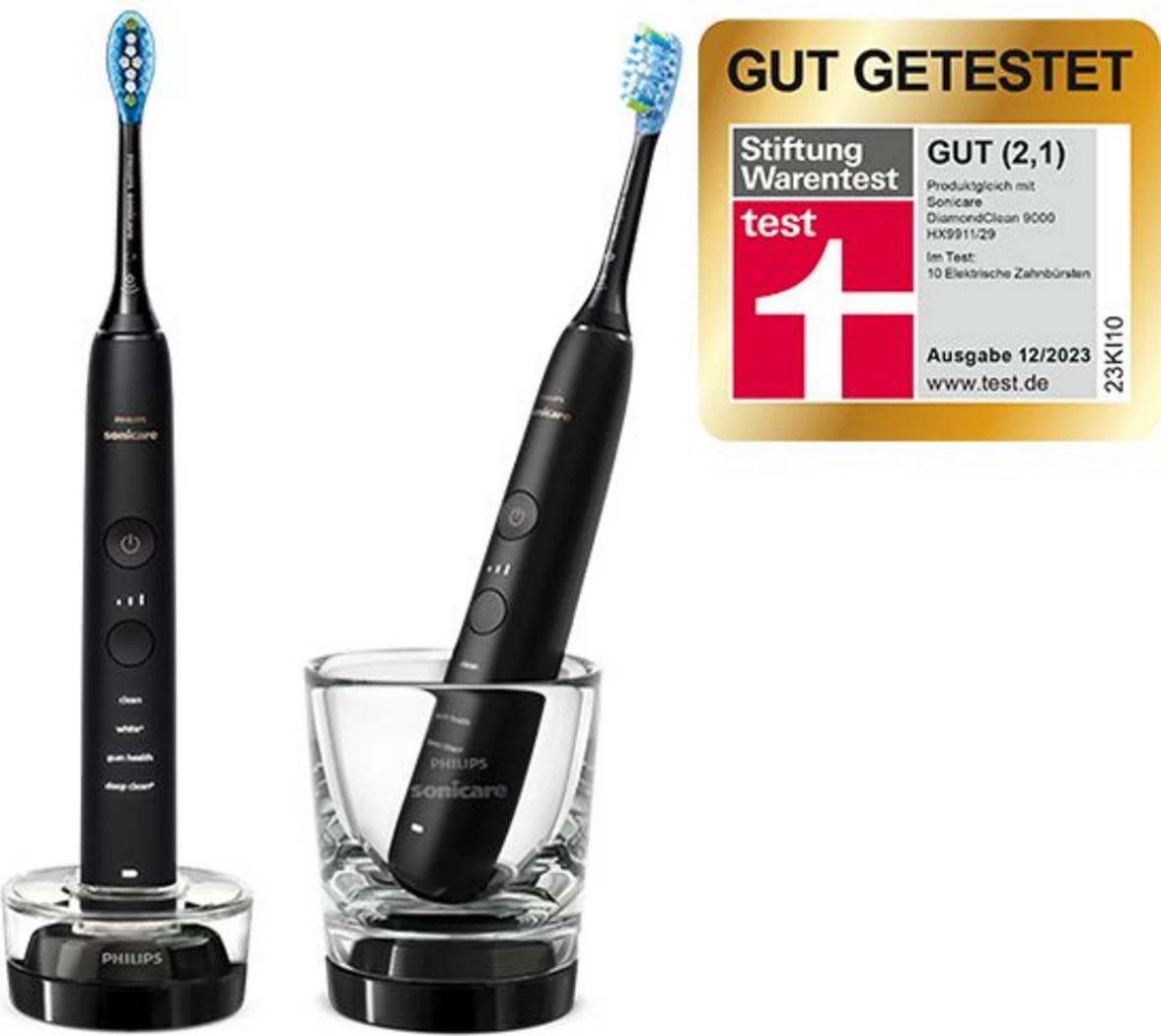 furçë dhëmbësh elektrike, Philips, Sonicare DiamondClean 9000 HX9914/54, 2 copë, e zezë