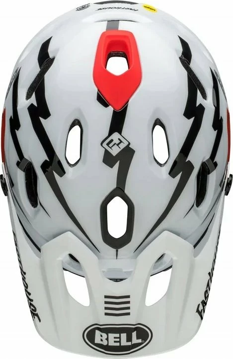 Kask full face Bell Super DH MIPS Spherical, L (58–62 cm), me mbrojtëse mjekre e heqshme, bardhë/zi