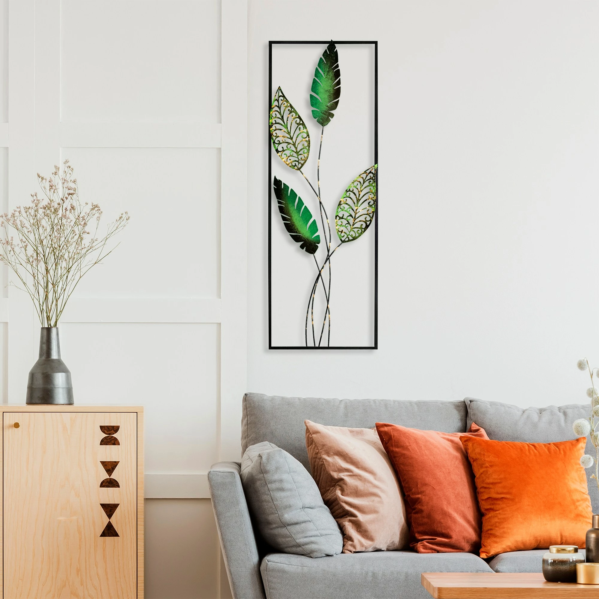 Aksesor dekorativ metalik për mur, Wallity Timeyi 3, shumëngjyrësh, 32x90cm