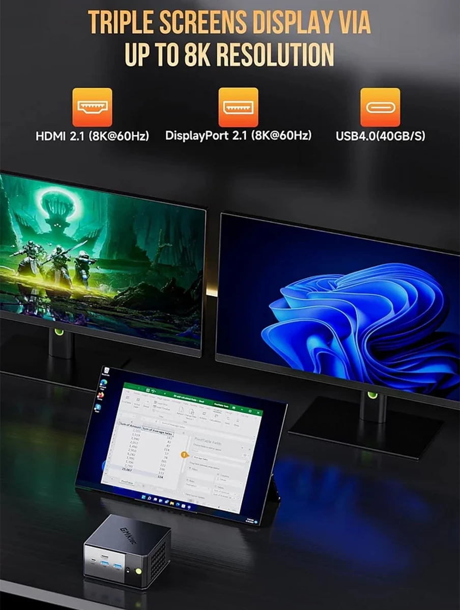 Kompjuter mini GMKtec EVO-X1 Ryzen AI 9 HX 370 32GB RAM 1TB SSD Windows 11 Pro i zi