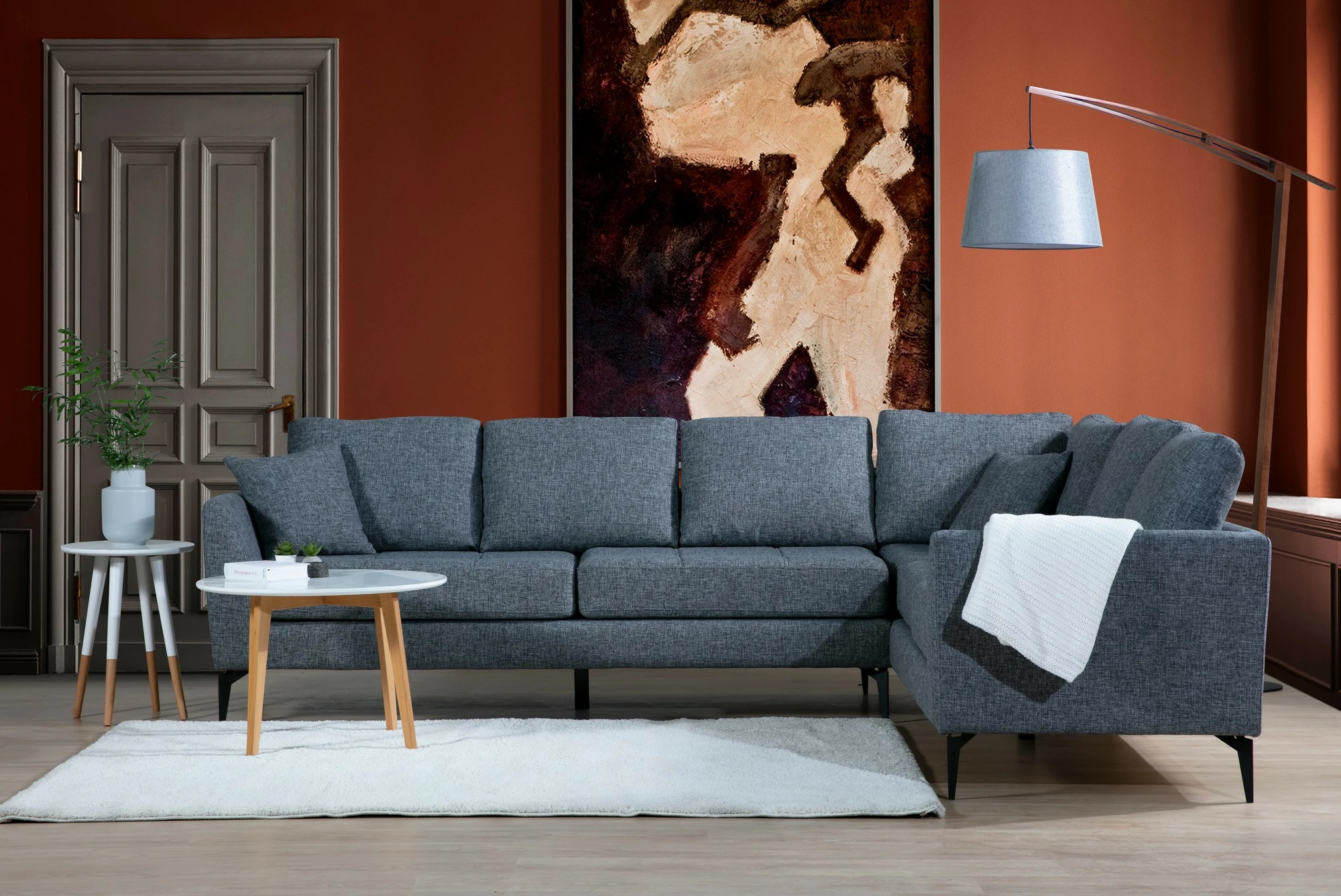 Këndare Atelier del Sofa, Tempo Corner Right (L3+3), ngjyrë gri e errët