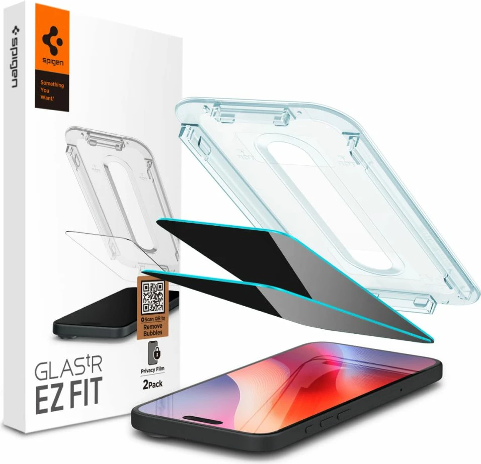Mbrojtës ekrani Spigen Glas.tR EzFit Privacy për iPhone 15/16, 2 copë