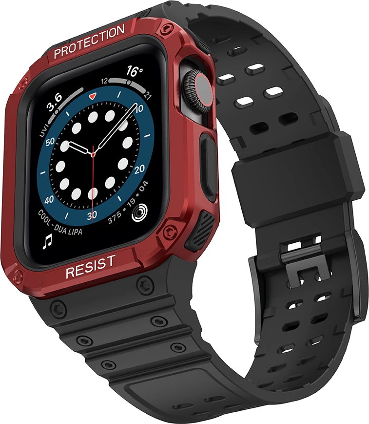 Mbështjellës me rrip për Apple Watch Hurtel, 45/44/42mm, i zi/kuq
