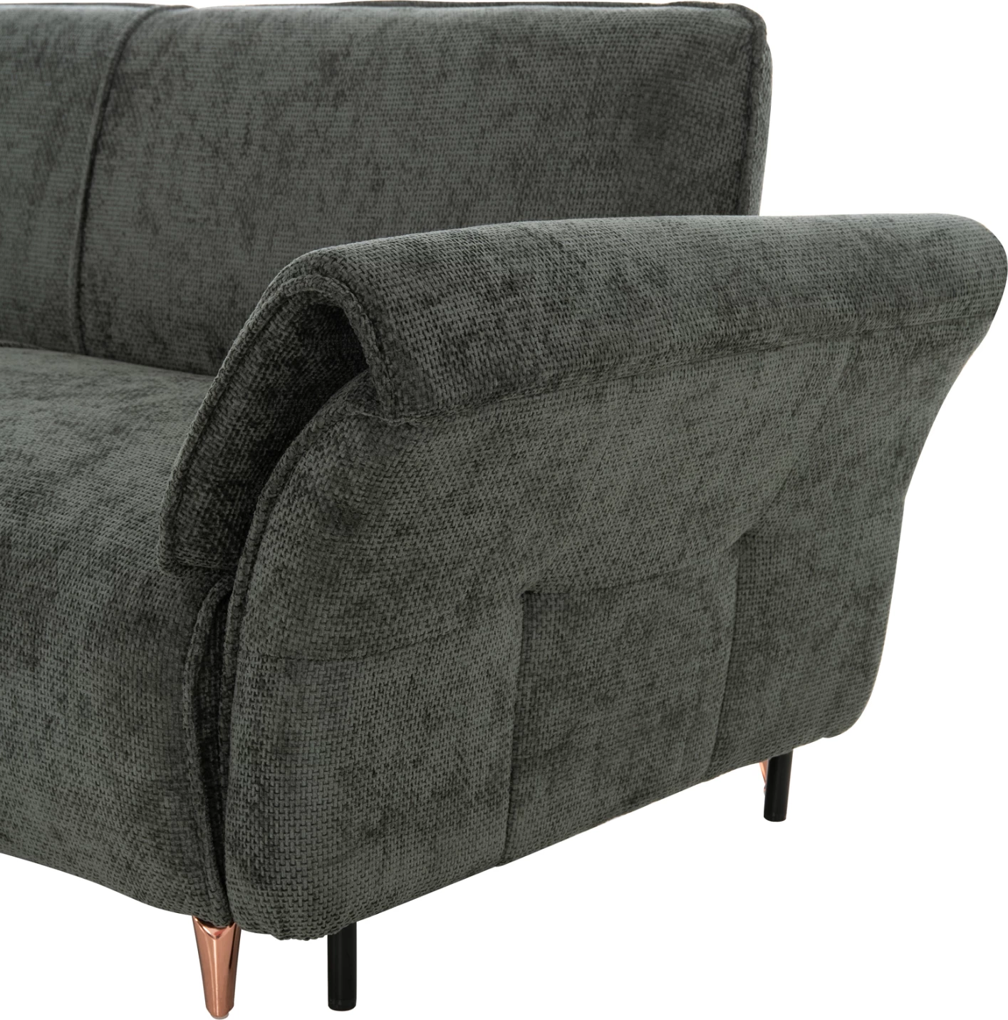 Kënd divan i kthyeshëm, shtrat MAILO, material jeshil, këmbë metalike, 300x145x80cm