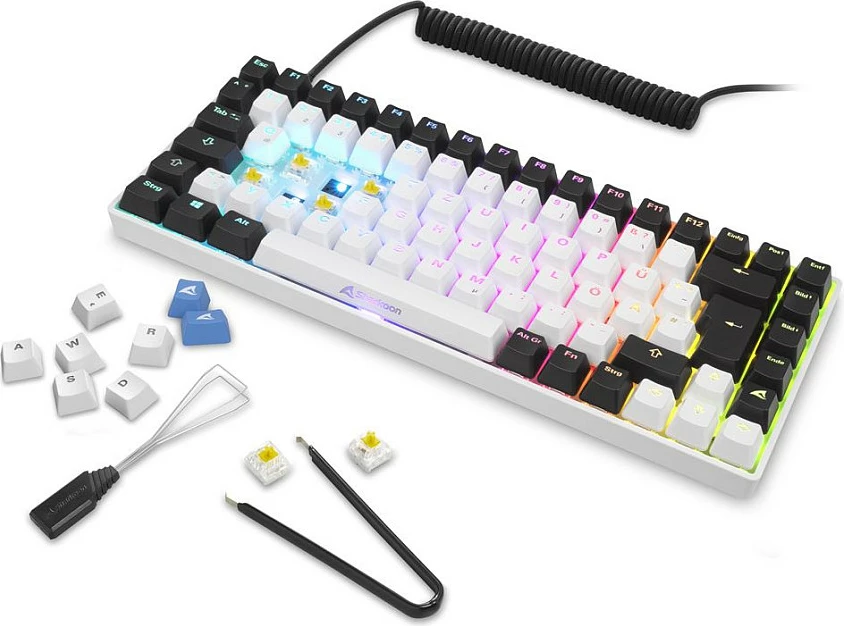 Tastierë mekanike Sharkoon SKILLER SGK50 S3, 75%, USB me kabllo, RGB, QWERTY (DE), e bardhë