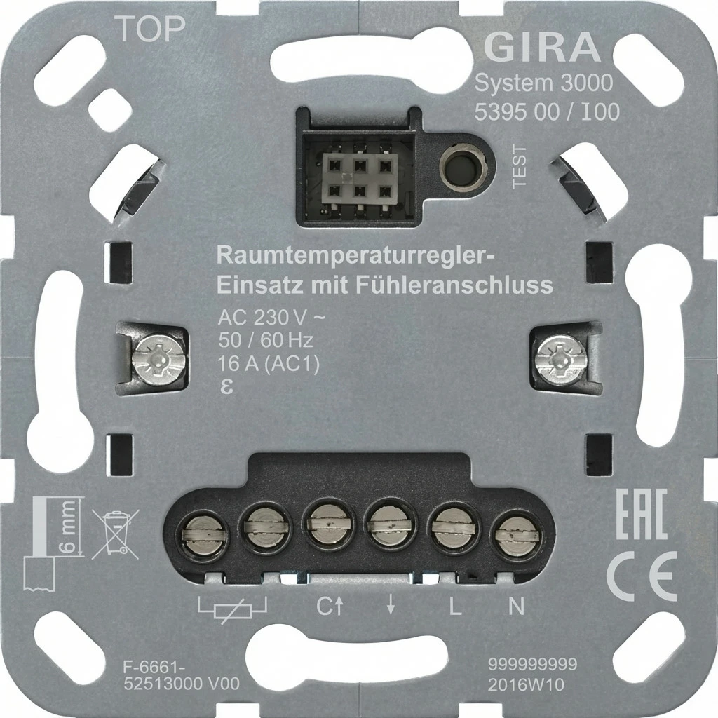 Termostat i dhomës GIRA System 3000 539500, insert me lidhje sensori, 230V 16A