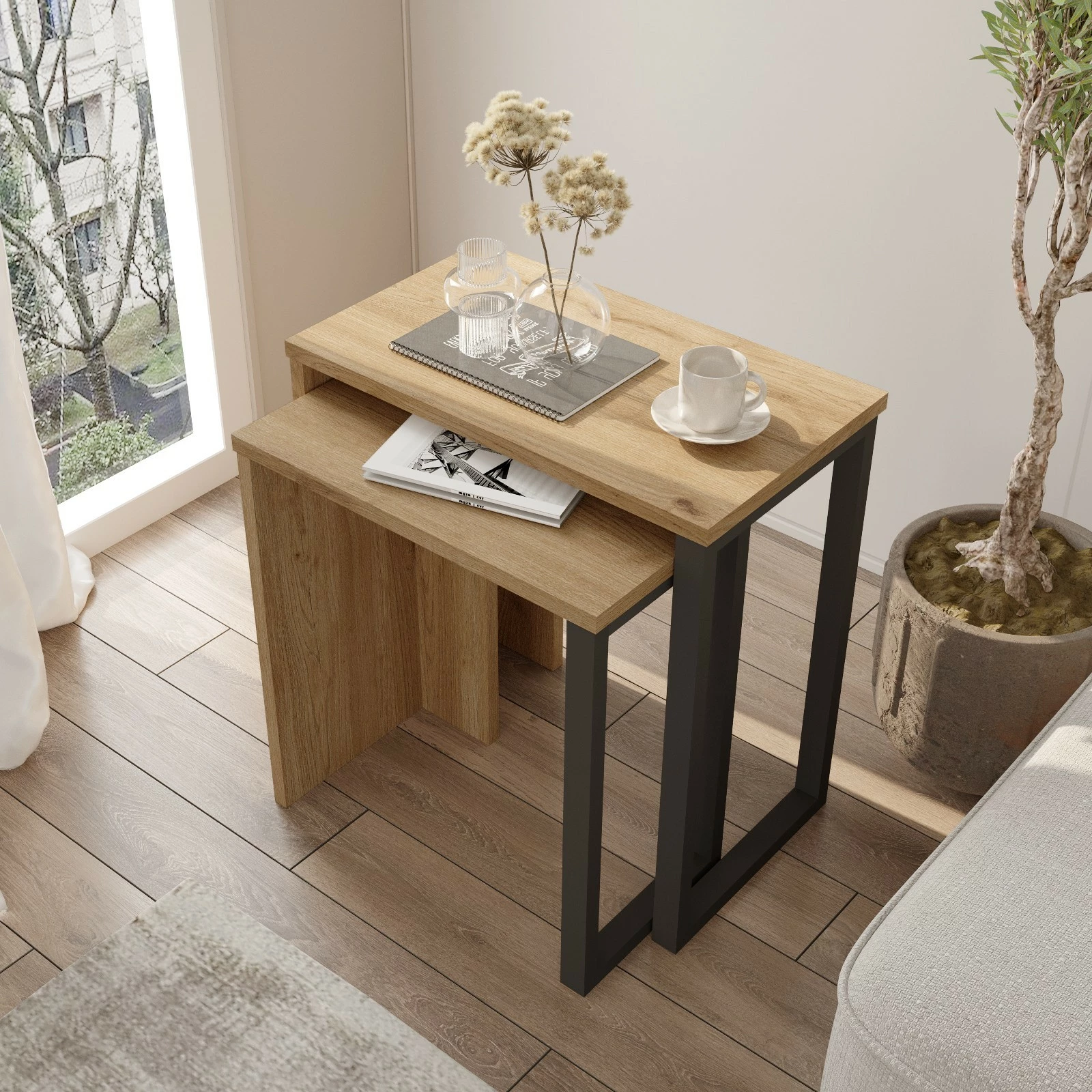 Set tavolinash të mbivendosura Hanah Home, On7-Su, 2 copë