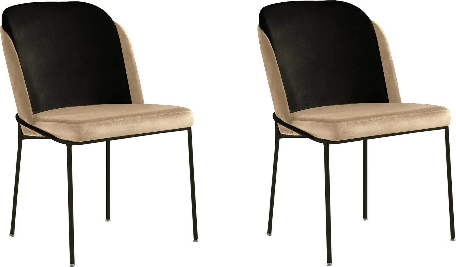 Set karrigesh (2 copë), Hanah Home, DR - 145 V2, kadife, ngjyrë e zezë dhe krem