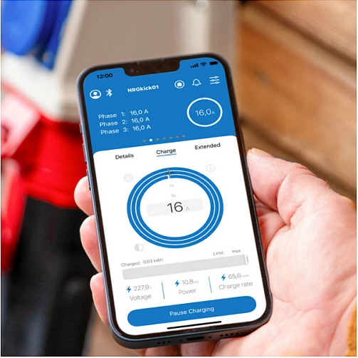 Karikues për veturë elektrike NRGkick 17701093 Set Optimal 16A, Type 2, 11 kW, kabllo 7.5 m, Blu