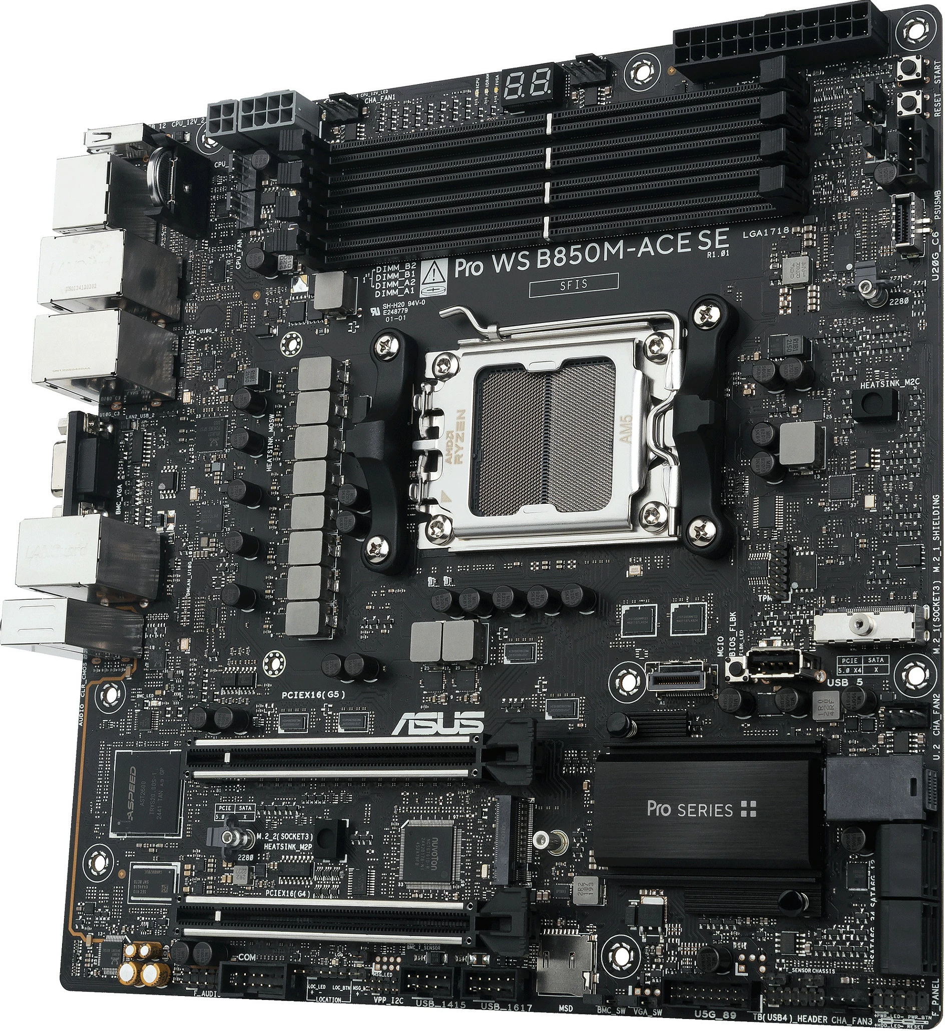 Pllakë amë ASUS Pro WS B850M-ACE SE, Socket AM5, DDR5 deri 256GB, PCIe 5.0, 10GbE/2.5GbE