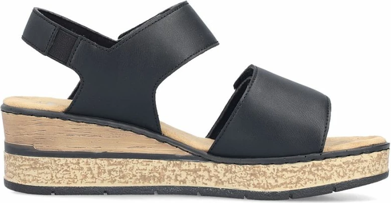 Sandale platforme femra Rieker 63781-00, të zeza