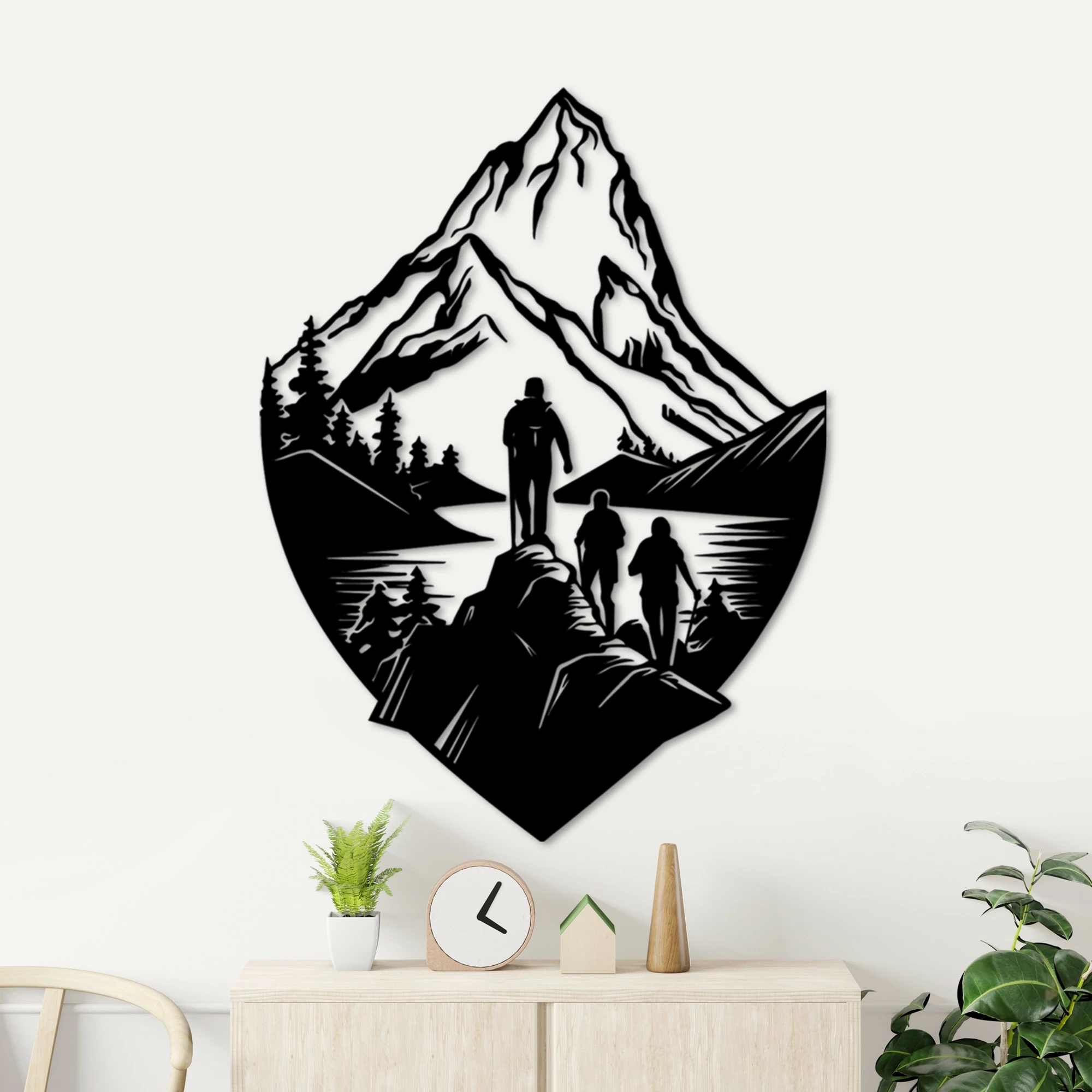 Aksesor dekorativ metalik për mur, Wallity, Unconquered Peak, ngjyrë e zezë, 70x53cm