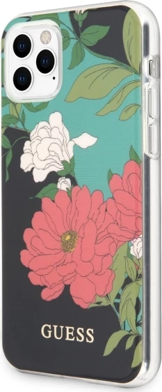 Mbështjellës Guess GUHCN58IMLFL01 për iPhone 11 Pro, Flower Collection, i zi