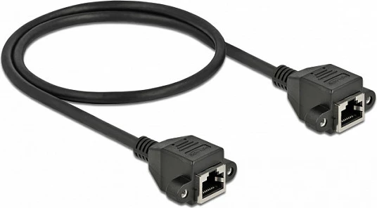 Kabllo zgjatëse rrjeti DeLOCK Cat.6A S/FTP, RJ45 femër-femër, 0.5 m, e zezë
