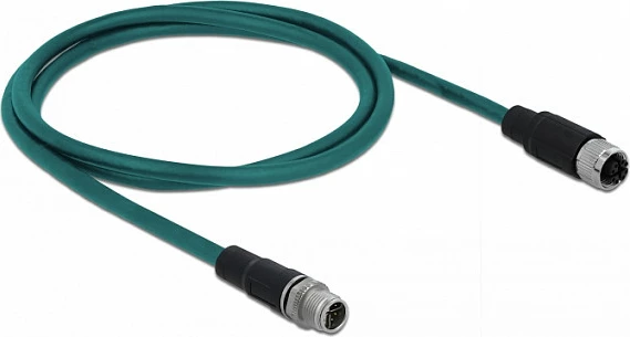 Kabllo rrjeti DeLOCK M12 X-koduar 8-pin, mashkull-në-femër, 1 m, PUR (TPU), e gjelbër