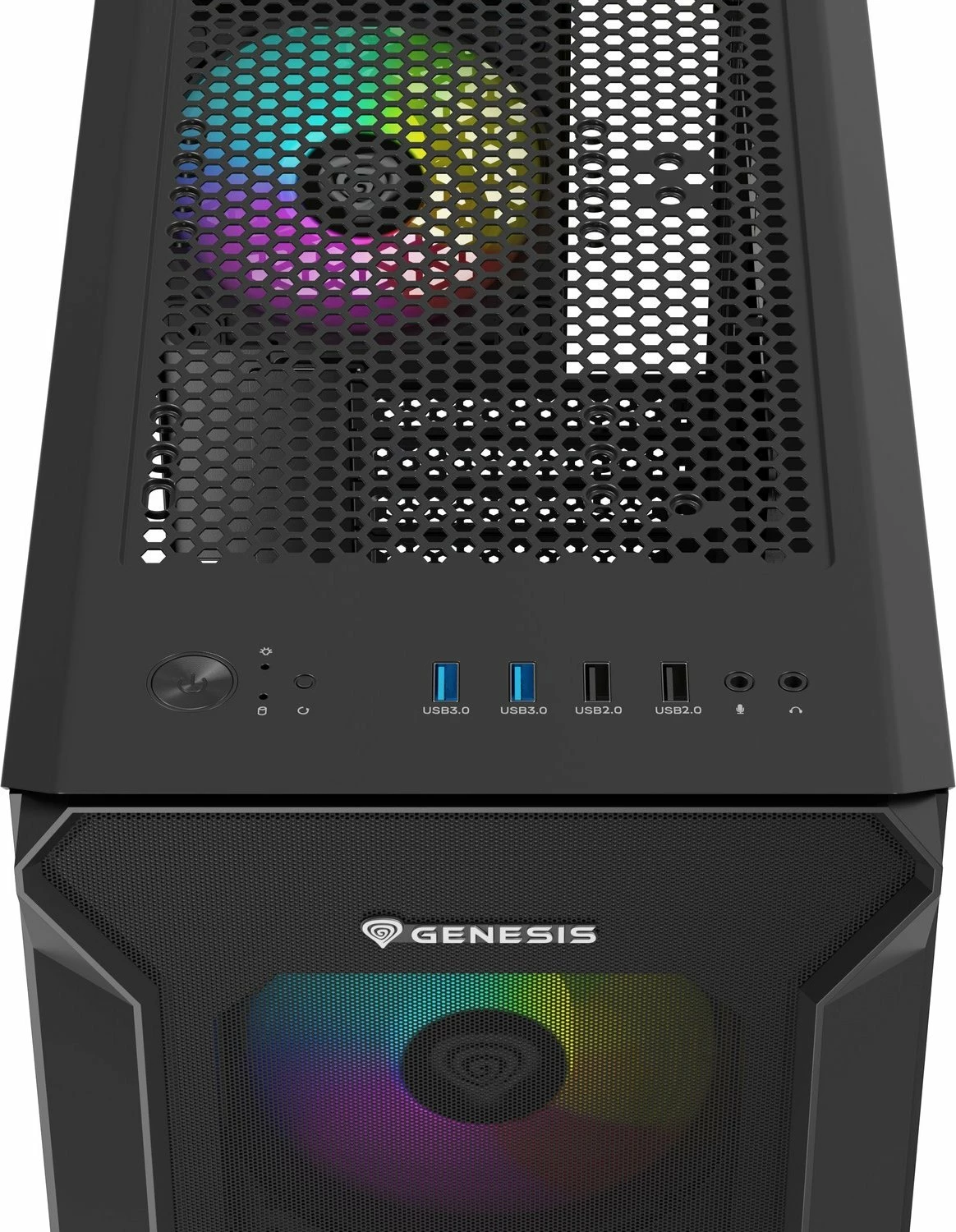 Kasë GENESIS Irid 505 ARGB V2 NPC-1518 Midi Tower ATX/Micro ATX/Mini-ITX, 4x120mm ARGB fan, xham i kalitur, e zezë