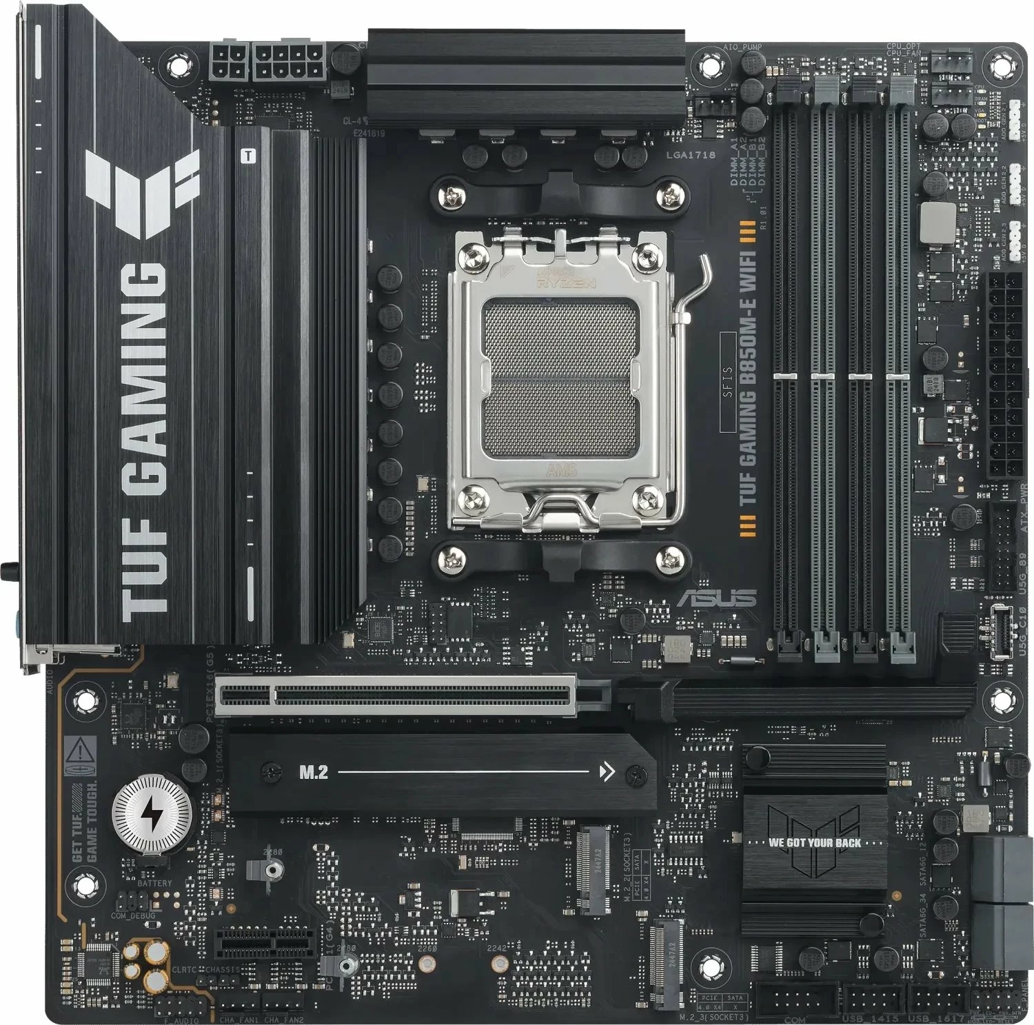Pllakë amë Asus TUF GAMING B850M-E WIFI, Micro ATX, DDR5, Wi‑Fi 6E, Bluetooth 5.3