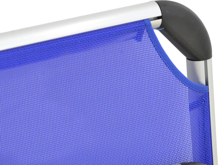 Karrige plazhi Plazo, alumin-textilene, ngjyrë argjendi-blu, 55x70x59cm