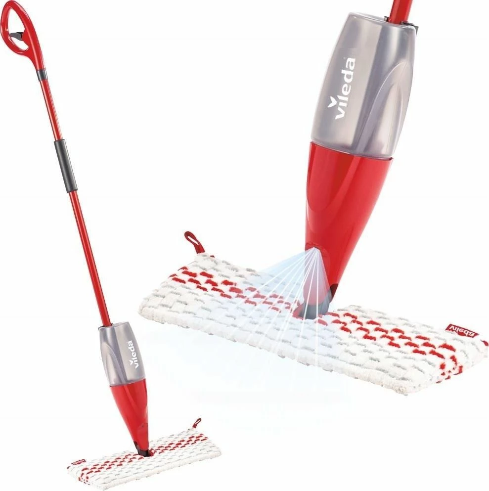 Mop spërkatës Vileda 1-2 Spray Max Box 166144, rezervuar 600 ml, mikrofibër, kuqe, set me kuti