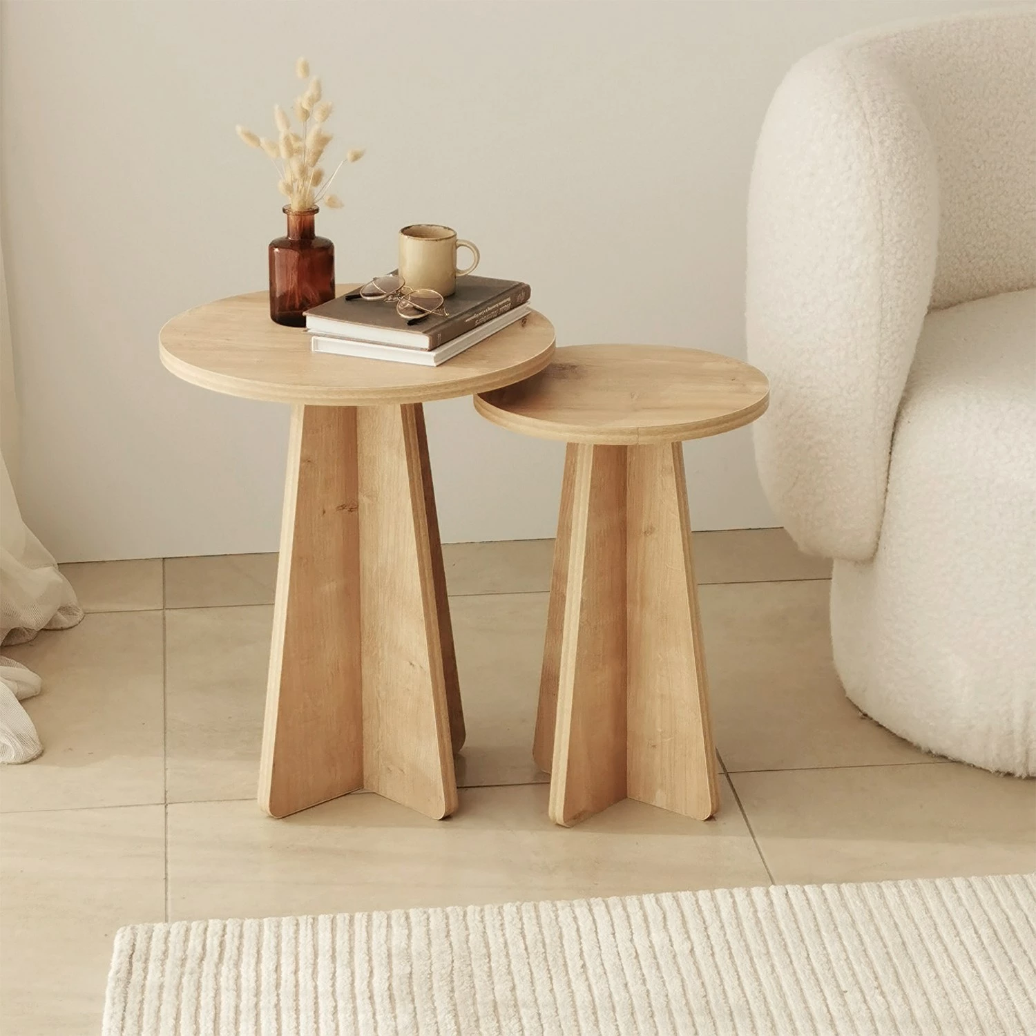 Set tavolinash ndihmëse, 2 copë, ngjyrë lis safir, Hanah Home