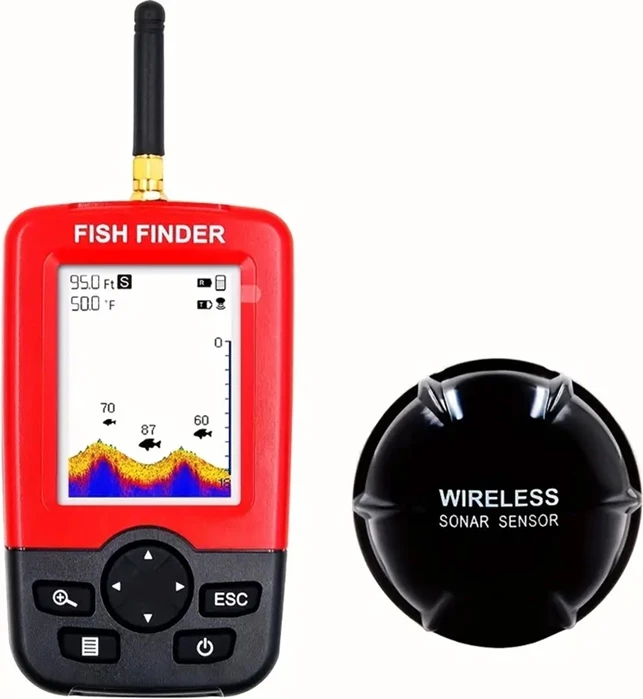Echosondë peshkimi, Flytec XJ-01, sonar wireless 120 m, thellësi 0.6–45 m, kënd 90°, ekran 2.2\" me ngjyra, set