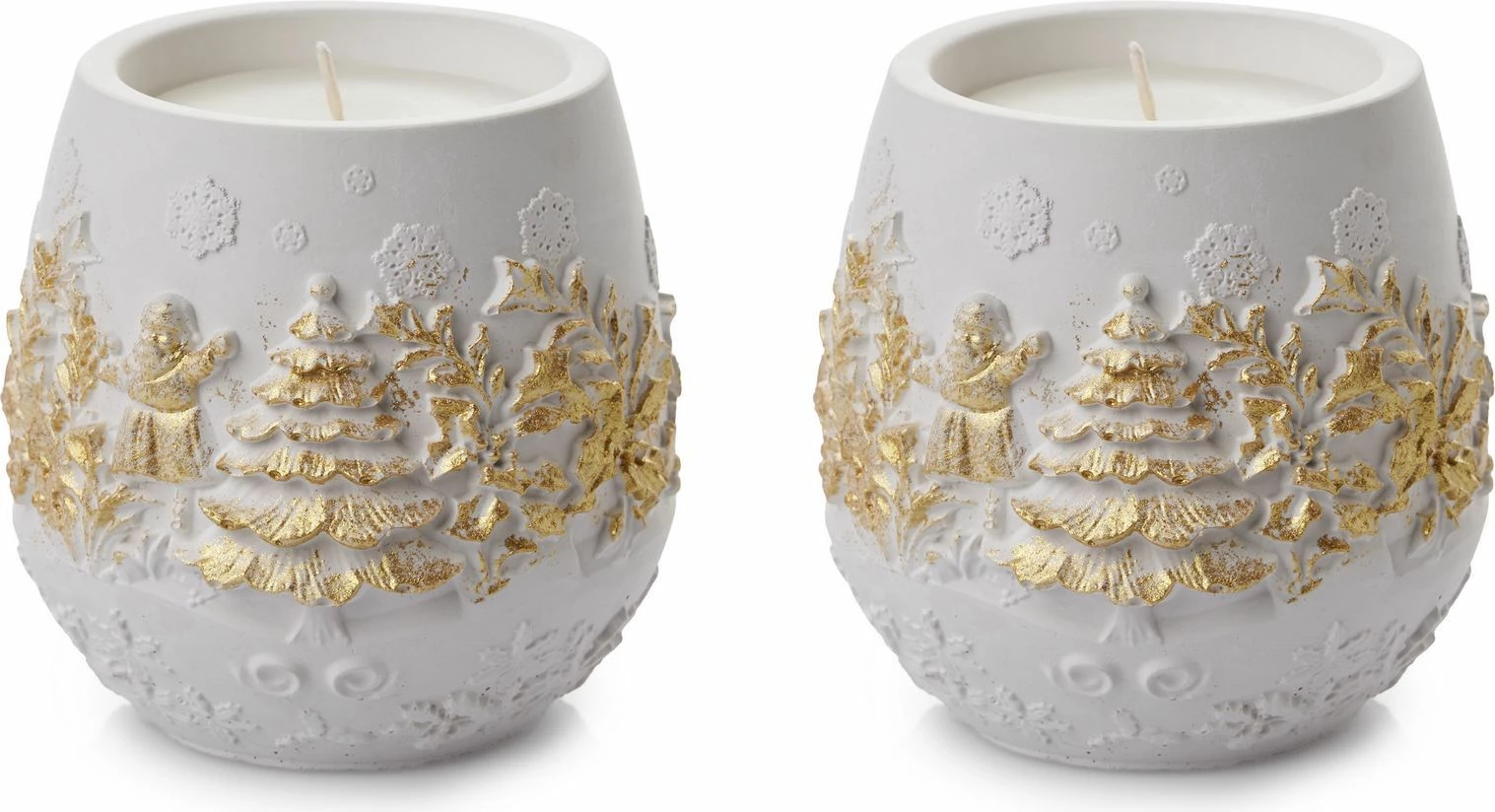 Set qirinjsh (2 copë), Evila Originals, i bardhë me të artë, Yılbaşı Büyük Yaldızlı