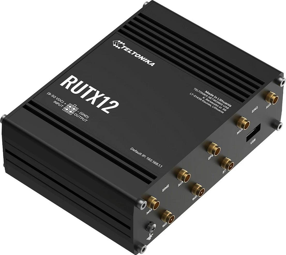 Router industrial Teltonika RUTX12, Dual 4G LTE Cat 6, 5x Gigabit LAN, Wi‑Fi, i zi
