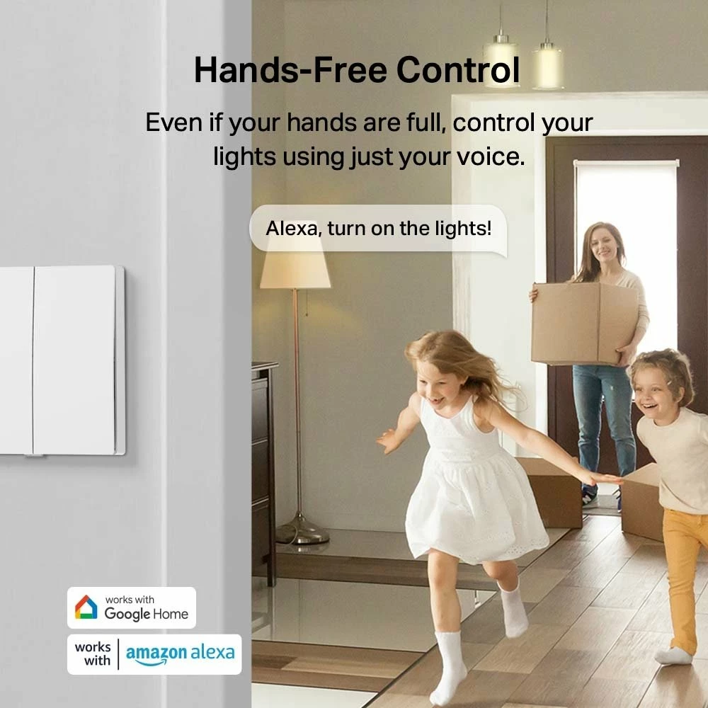 Switch i mençur i dritës TP-Link Tapo S220, dyfish (single-pole), pa tel neutral, kërkon Tapo Hub H100, i bardhë