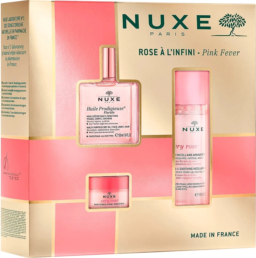 Set për kujdes lëkure e buzë Nuxe Rose A L'infini Pink Fever për femra 100ml+15g+50ml