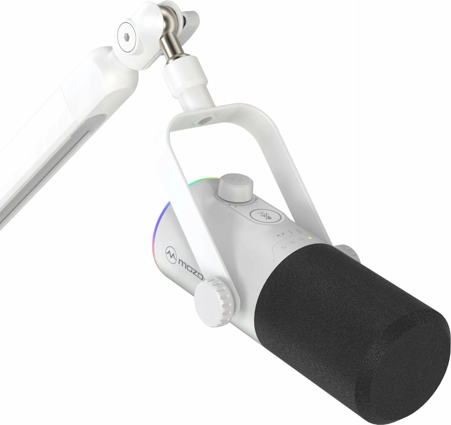 Mikrofon Mozos TAM8 v2 dinamik kardioid USB-C/XLR 192kHz/24-bit, i bardhë, set me krah (boom arm)