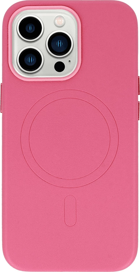Mbështjellës ONASI MagSafe për iPhone 14, lëkurë + silikon, rozë