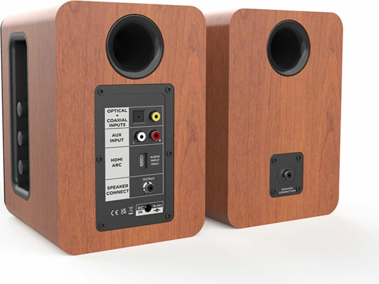 Altoparlantë aktivë Aiwa ASP-A200BR, 2 x 25 W RMS, Bluetooth 5.0, HDMI-ARC/Optik/COAX/USB/RCA, kafe, set 2 copë