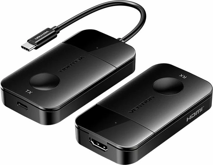 Transmetues/pranues HDMI pa kabllo Vention ADOBB 4K@30Hz USB-C PD 60W, i zi, set TX/RX me kabllo
