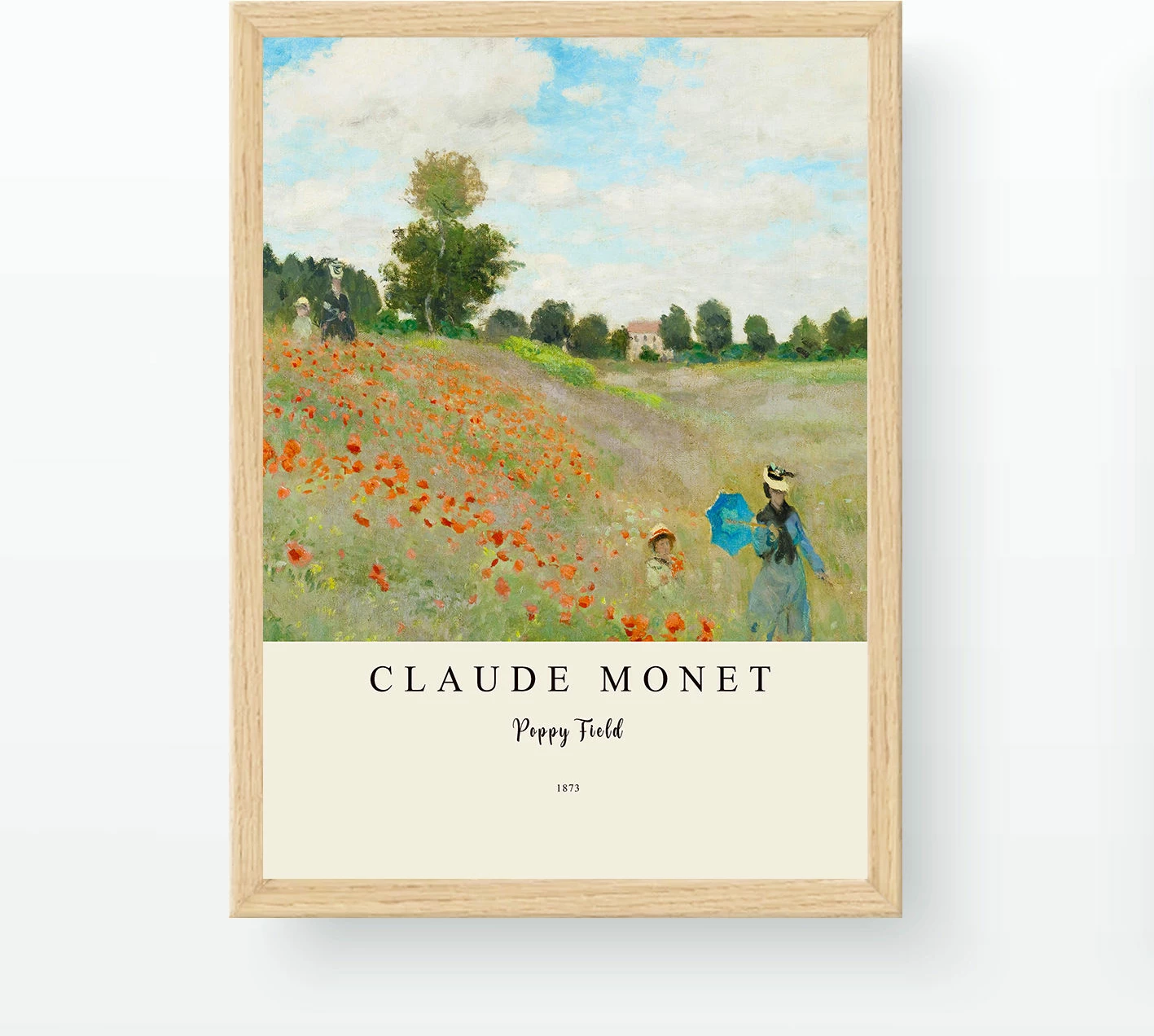 Pikturë dekorative me kornizë, Poppy Field nga Claude Monet, shumëngjyrëshe, 35x45cm