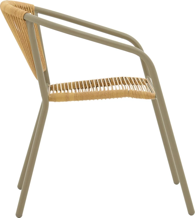 Set tavoline me karrige Valor-Lindaria, 5 pjesë, metal, ngjyrë shampanjë dhe pe rattan, 110x60x70cm