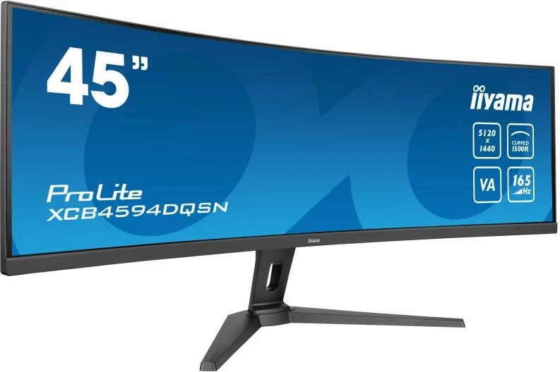 Monitor iiyama ProLite XCB4594DQSN-B1 45" DQHD 5120x1440, VA 1500R, 165Hz, USB-C dock me KVM, e zezë
