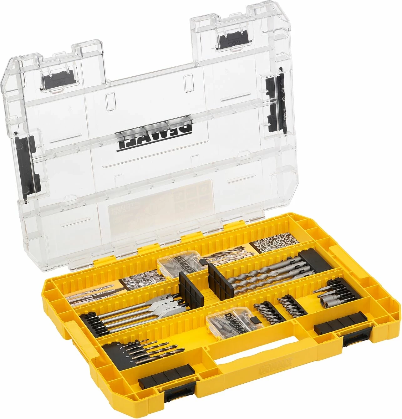 Set bitash impakt dhe shpuesash Dewalt DT70763, 85 copë, me kasë TOUGHCASE+