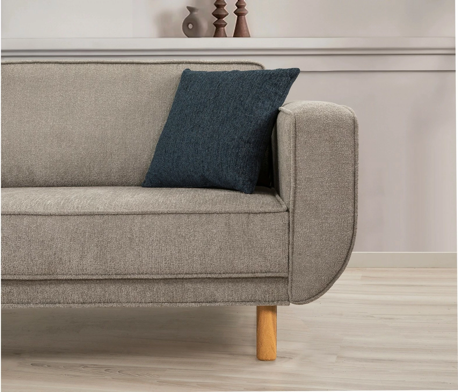 Set divan-krevat Atelier del Sofa, Larus Wood, ngjyrë lisi, gri - 4