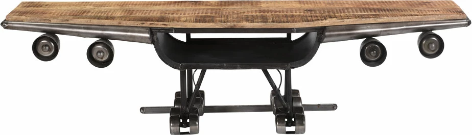 Mbajtës TV Wings, metal gunmetal, dru mango natyral, 188x44x44 cm